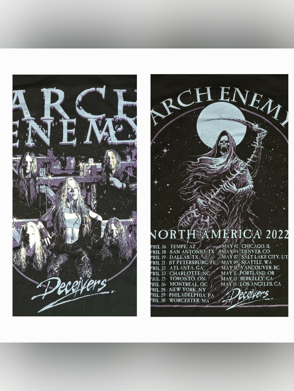 Arch Enemy Deceivers Tour t-shirt concert Swedish Death Metal Iron Maiden